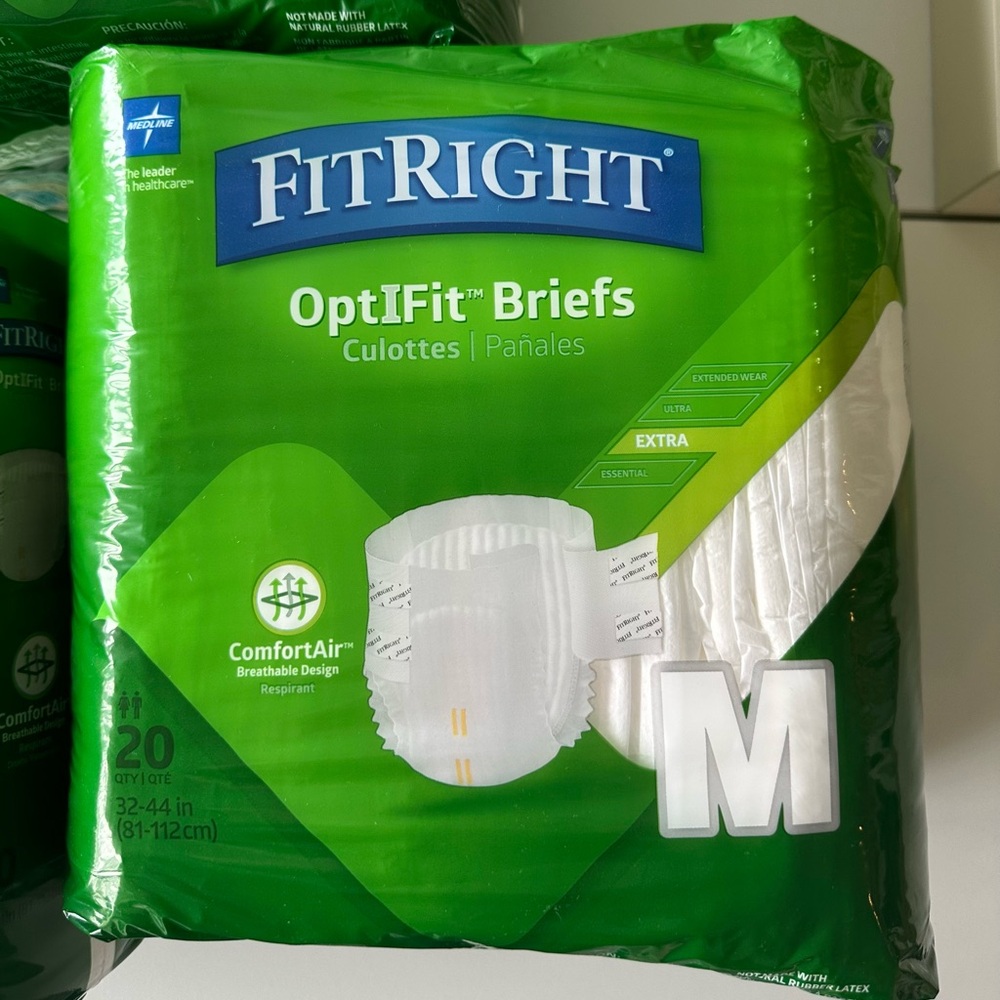 Medline FitRight OptiFit Extra Adult Briefs Incontinence Diapers M 32-44, 20